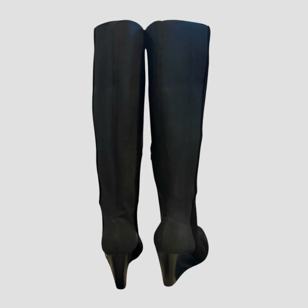 Charles By Charles David Easel Knee-High Black Velvet Pointy-Toe Wedge Boots